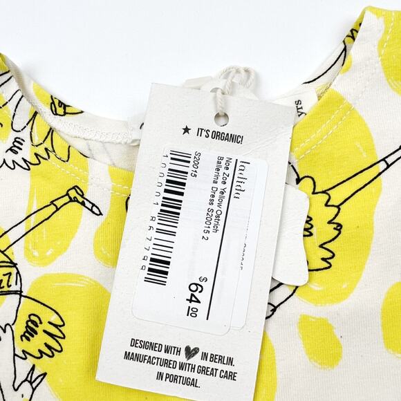 NWT Noe & Zoe Berlin Yellow Ostrich Dress - Picture 6 of 7